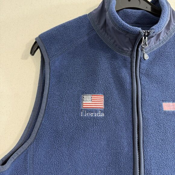 Vineyard Vines Sweater Mens XS Blue Fleece Full Zip Florida Sleeveless - Picture 8 of 10